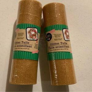 Crafters Square Deco 2 Gold Glitter Tulle Rolls  6"X 5 YD   NEW